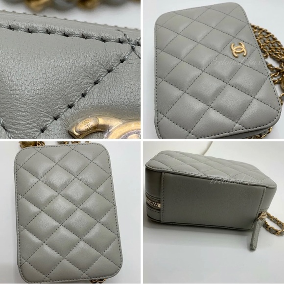 Authentic CHANEL Grey Lambskin Pearl Crush Mini Vanity Camera bag - Picture 10 of 13